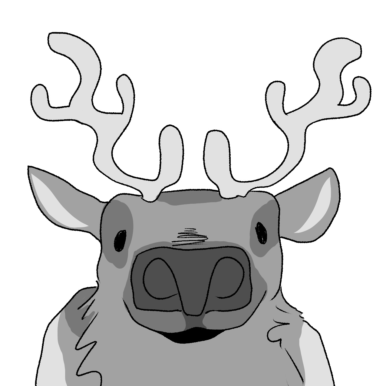 Front-facing reindeer illustration