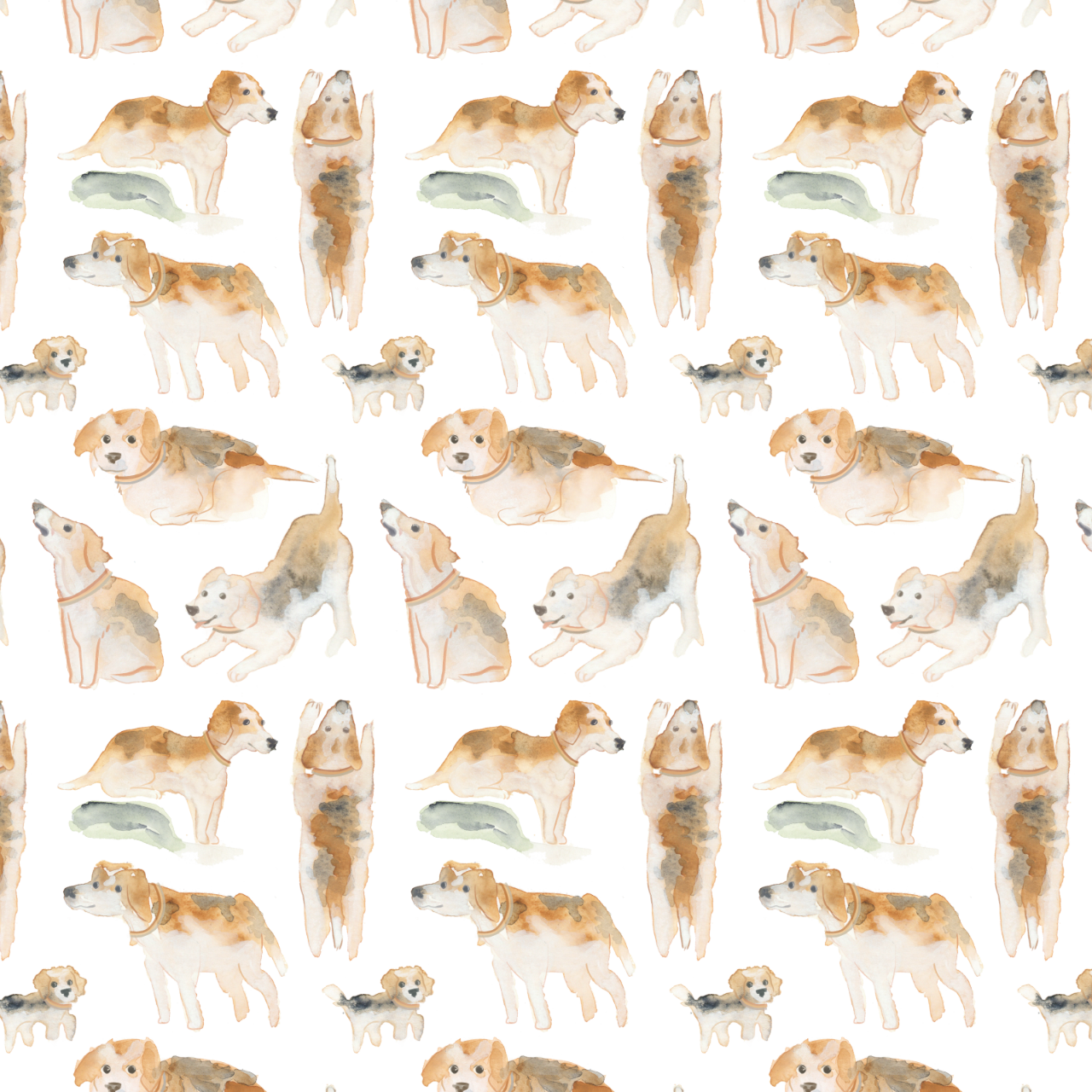 A repeating pattern of multiple illustrations of beagles